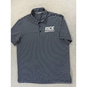 Rice Owls Basketball Short Sleeve Striped Campus Polo‎ Shirt (Men's XL) Blue